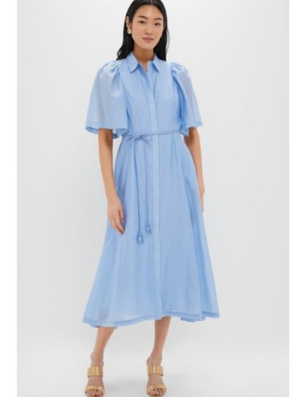 Hyacinth House Cindy powder blue A-line midi shirt dress *missing belt